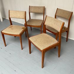 Mid Century Teak Dining Chairs - Set Of 4 D-Scan Chairs