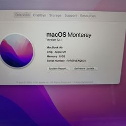 2020 MacBook Air 13" M1 8gb 256HD