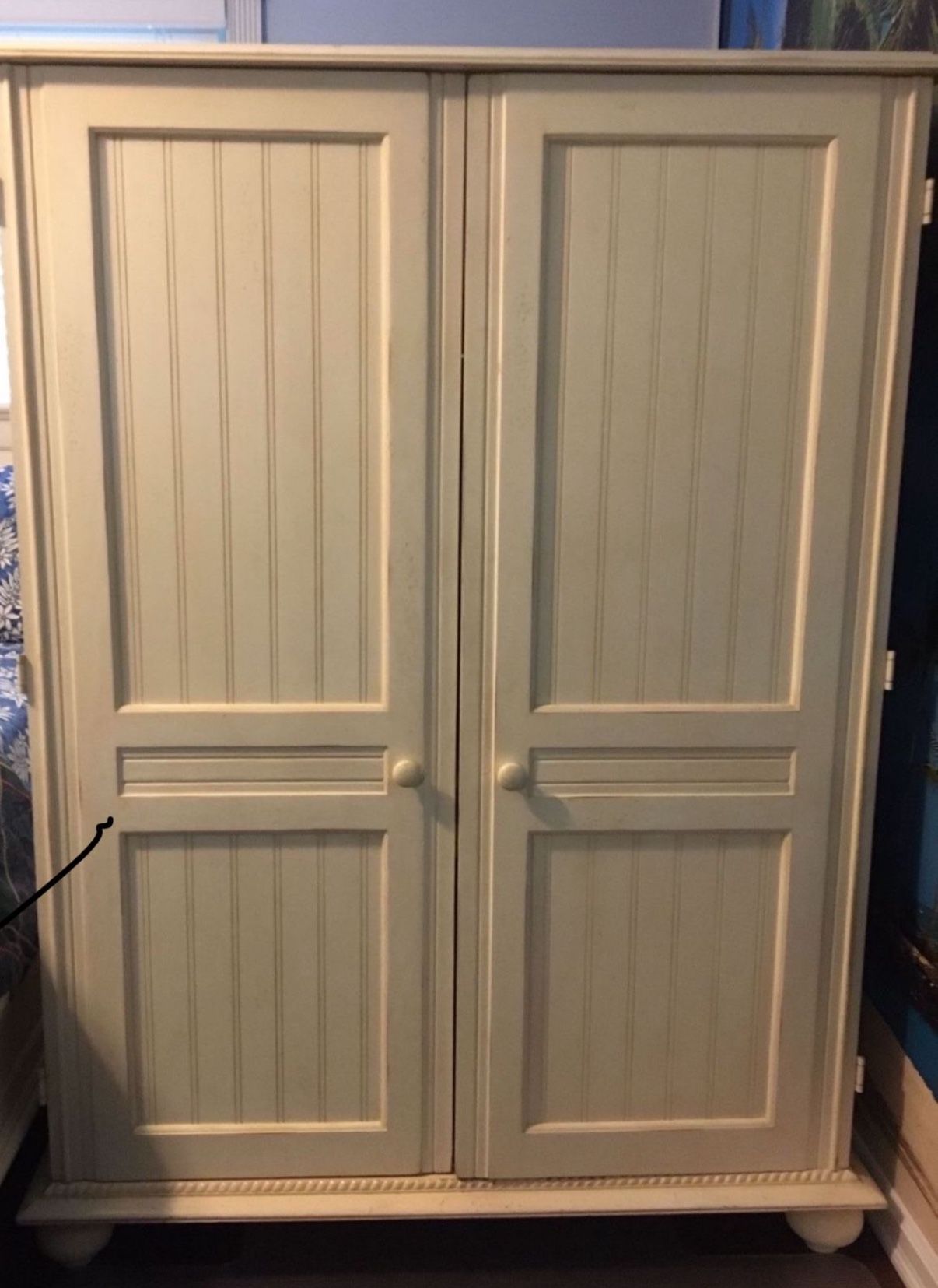 Destressed Look Office Cabinet With Built In File Cabinet