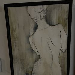 Canvas Contemporary Draped Female Naked Figure Framed Canvas Print