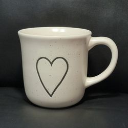 Debossed Heart Design Cream Ceramic Coffee Mug Speckled Tea Cup