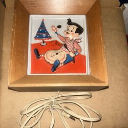 Vintage Tom Thumb Boy Pie Light Christmas With Wood Frame 