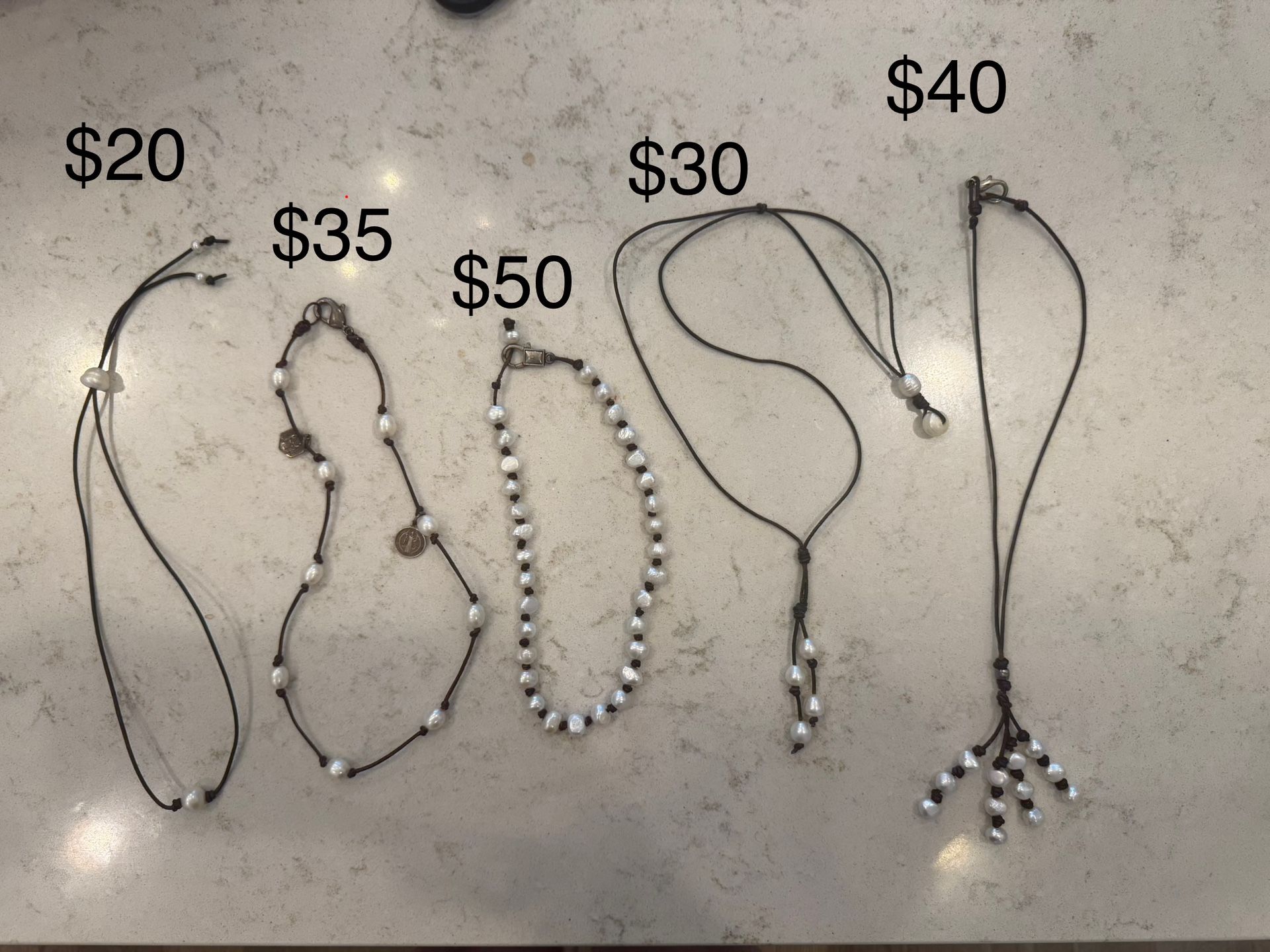 Pearl And leather necklaces