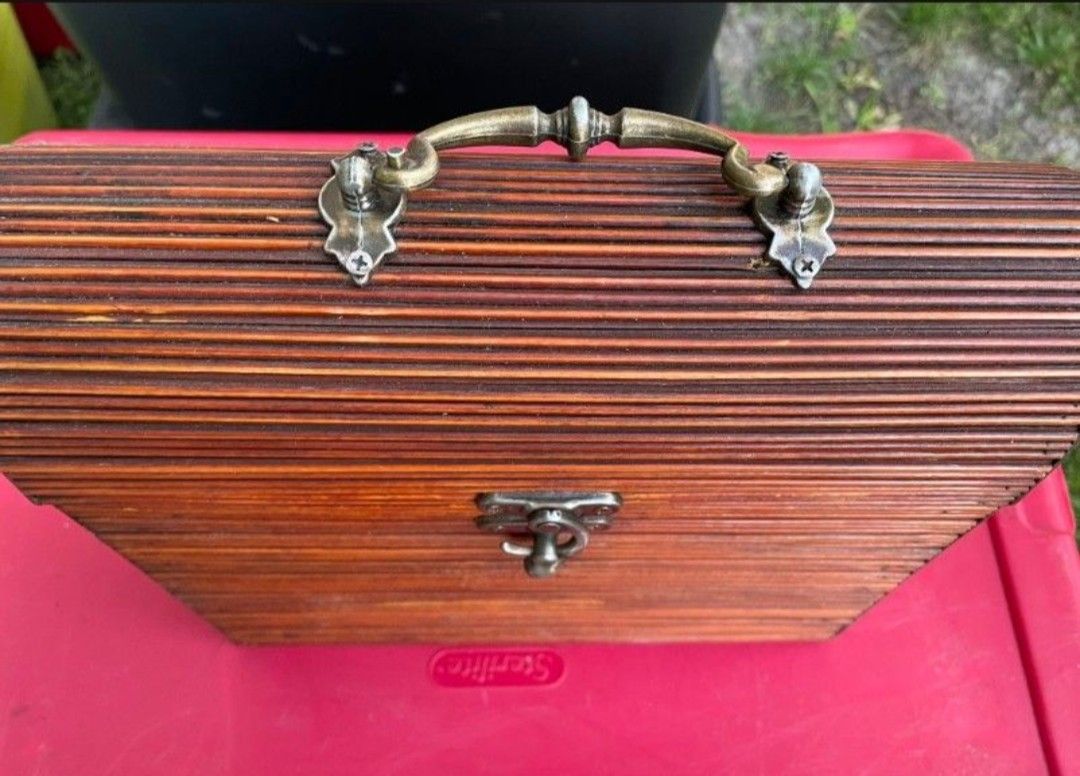 Art Deco Cedar Wood Filing Box