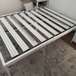 Full Size White Metal Bed Frame