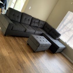 New Heights Gray Sectional With Ottoman & sofa couch loveseat recliner options
