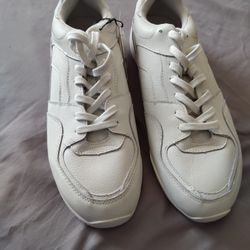 Zara Men's Leather Sneakers Size 9 White 