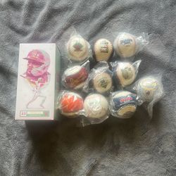 Tatis Spinning Bat Flip Bobblehead And 10 Padres Commemorative Baseballs from Late 90s Early 2000s 