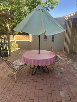 Outdoor Patio Set – Table, Umbrella & 2 Chairs