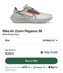 Nike Air Zoom Pegasus 38 Size 9 Miami Dolphins Color $100