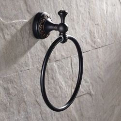Leyden Brass Towel Ring, Oil Rubbed Bronze Round Hand Towel Holder for Bathroom Screw Mounted
