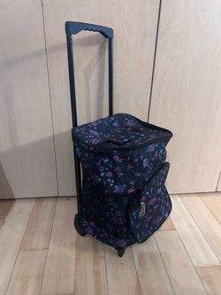 Weekender Trolley Bag Purple Floral Watercolor Print Adjustable Handle New
