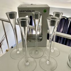 Tall Glass Candle Stick Holder