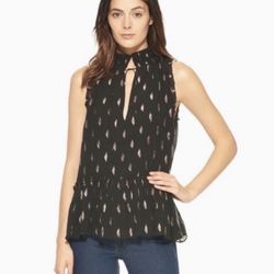 PARKER ruffle trim metallic shiny blouse women’s Size XSmall 
