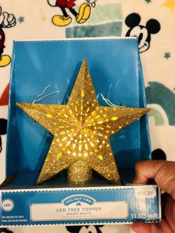 Warm Light LED Christmas Topper Gold Or Silver  11 Inches