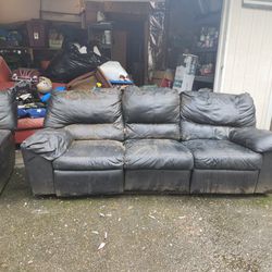 FREE Black Leather Recliner Couch & Love Seat