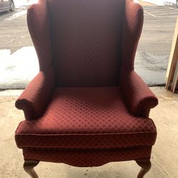 Antique Sam Moore Furniture  Wingback Chair Waynesboro Wine Mahogany Finish