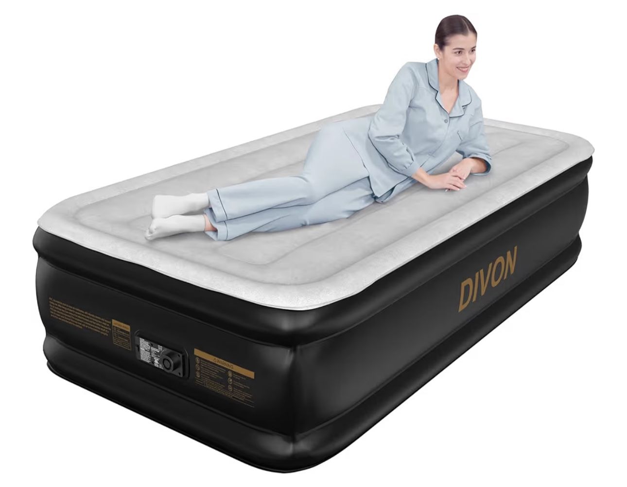 DIVON Twin Air Mattress with Built in Pump Raised,18” Inflatable Mattress with Wave Design,Blow Up Mattress
