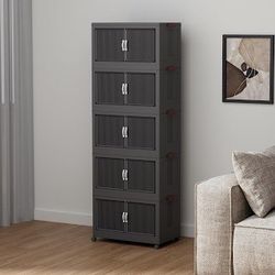 Tall 5-Tier Storage Cabinet with Doors