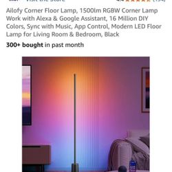 Ailofy Corner Floor Lamp, 1500lm RGBW Corner Lamp Work with Alexa & Google Assistant, 16 Million DIY