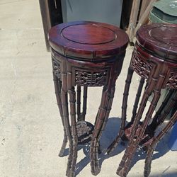 Two Dragon Design Wood End Tables