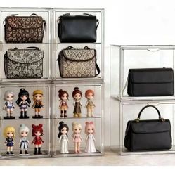 6 Pack of Extra Large Acrylic Display Case, Clear Storage Organizer with Removable Divider
