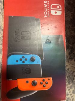 Nintendo switch with blue and red neon