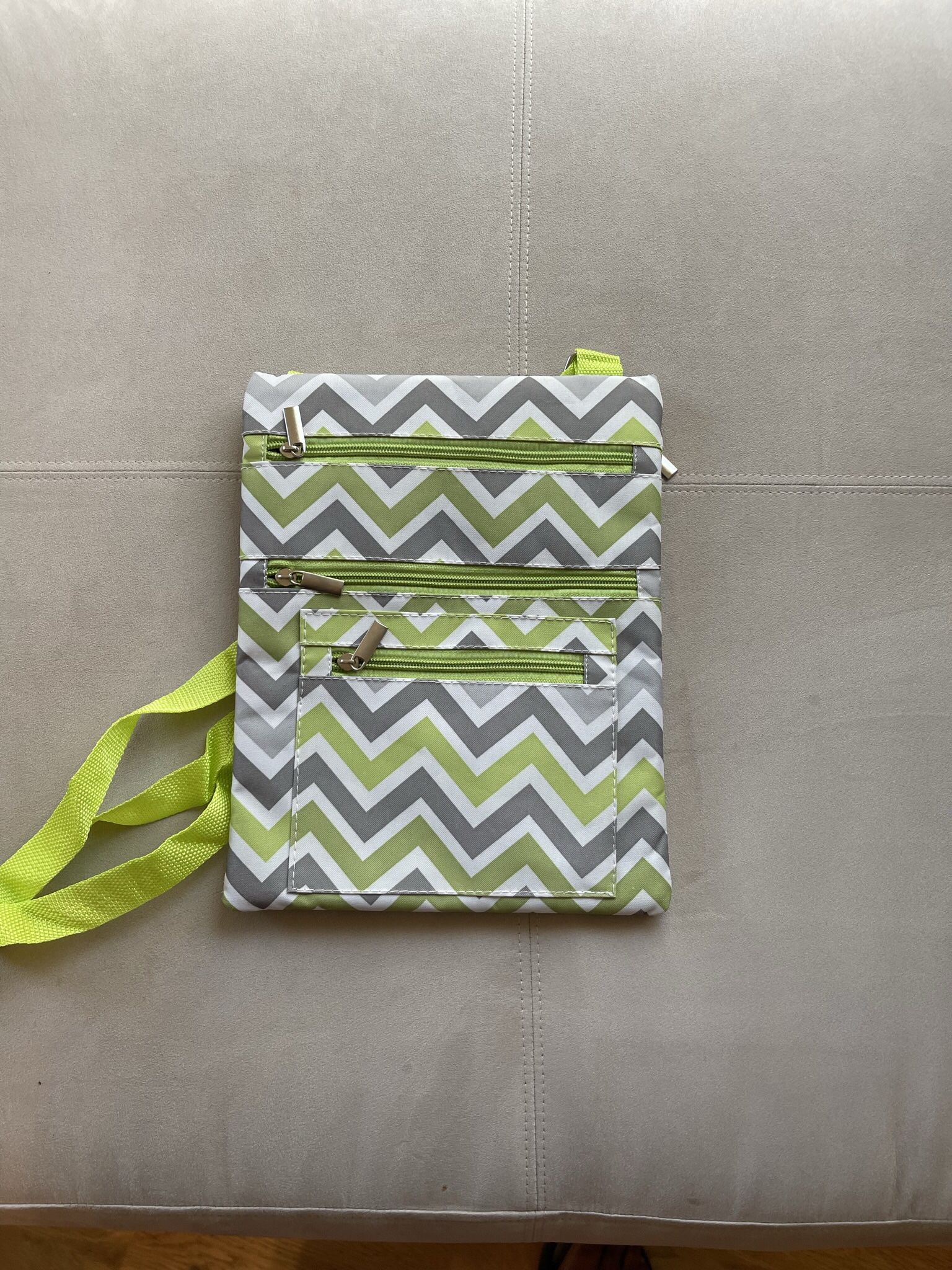 Green, White, And Gray Crossbody Bag