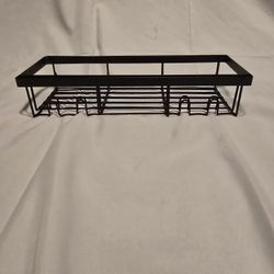 Set of 2 Wall-Mount Black Metal Storage Racks - Shelves for Kitchen, Bathroom, Garage