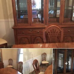 Thomasville dining room set:table 6 chairs cabinet EXCELLENT condition