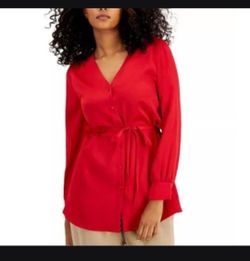 Alfani Red Satin Blouse- Size XL