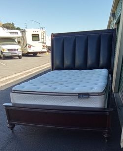 QUEEN BED FRAME WITH BOX SPRING AND MATTRESS