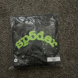 Grey And Green Sp5der Hoodie 