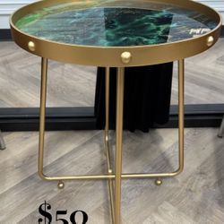 Green & Gold Side Table 