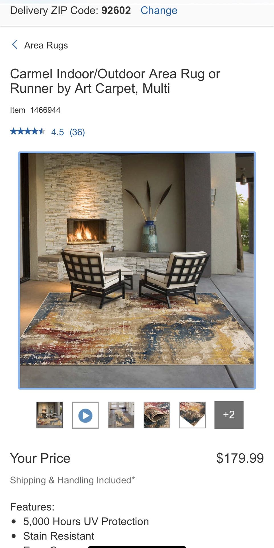 Carmel Indoor/Outdoor Area Rug or Runner by Art Carpet, Multi 5’3” X7’4”