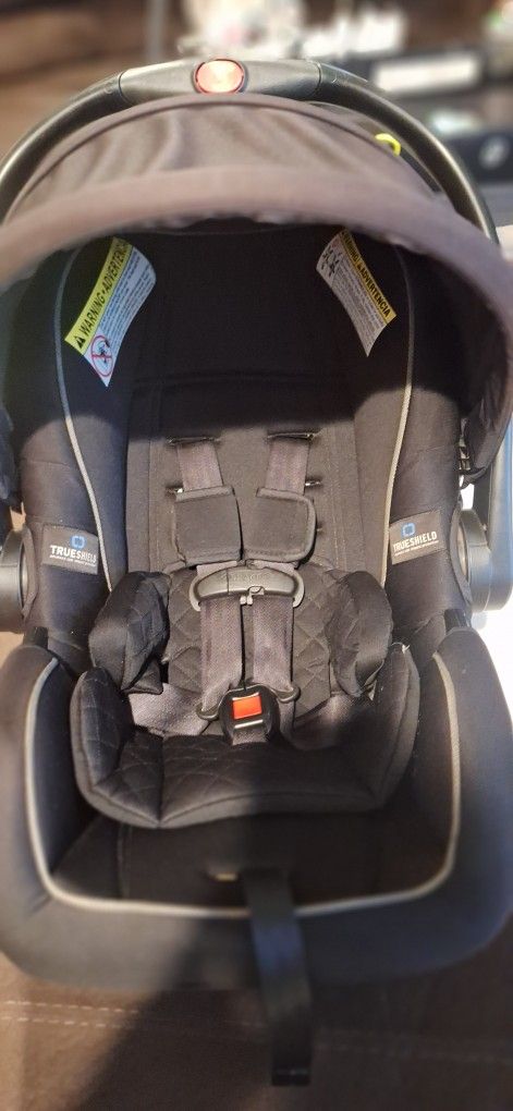 Car seat, base and stroller