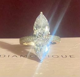 Diamonique 14K Rose Gold Plated CZ Ring 11.85 carats Size 9