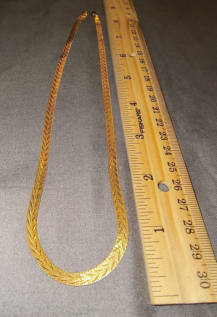 Aurafin 14KT Yellow Gold, Reversible, Heavy 5mm Herringbone 18" Necklace