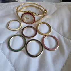 Anne Klein interchangeable  faces gold over bangle watch