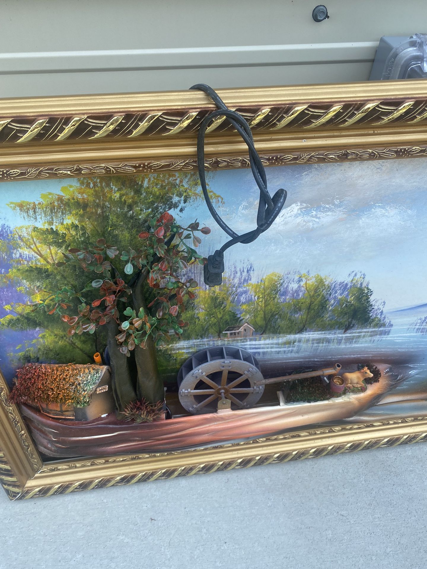 Electric Waterfall Picture Frame With Working Wheel