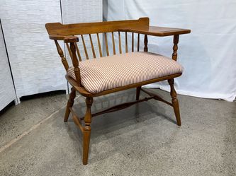 Petite Vintage Blonde Wood Telephone Bench