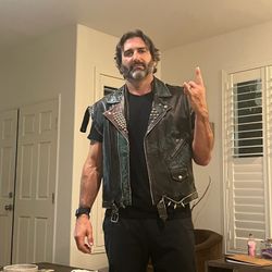 Vintage Studded Punk Rocker Leather Vest – 80s Biker Costume / Stage Wear 