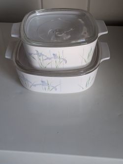 Vintage Corning Shadow Iris Casserole Set 1.5 quart & 2 quart