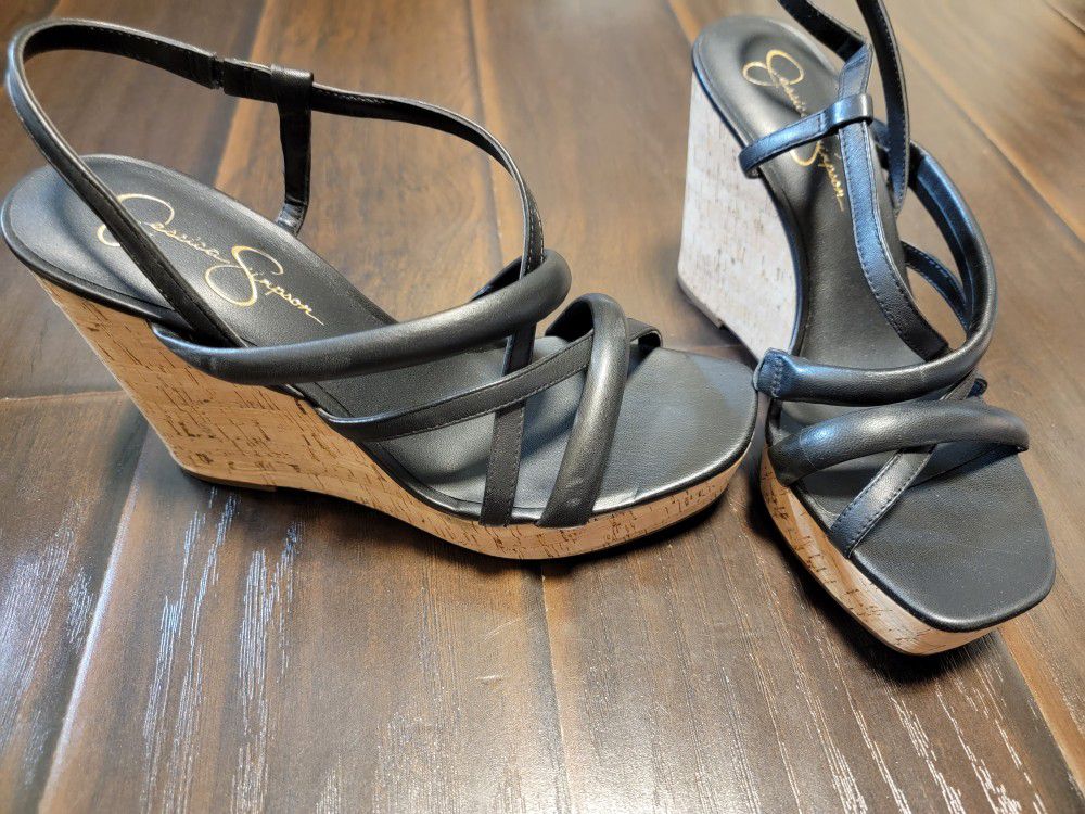 Black Jessica Simpson wedge sandals heels shoes 11 women's shoes