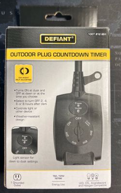Defiant 15 Amp Outdoor Plug-In Mechanical Dusk to Dawn Countdown Timer with Grounded Outlet
