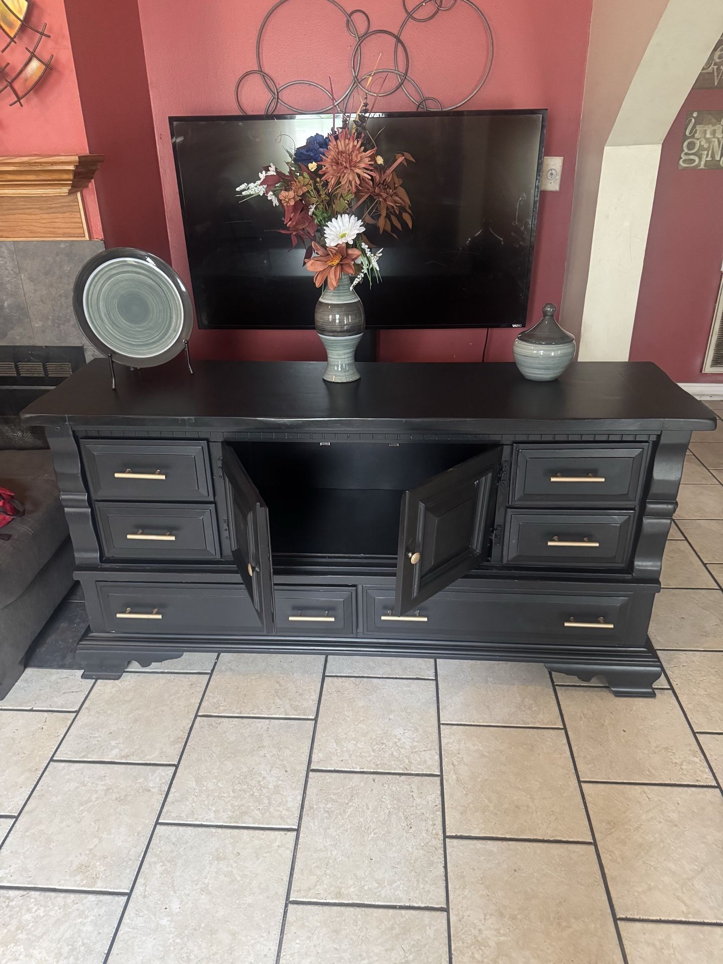 Heavy Hardwood Black Dresser
