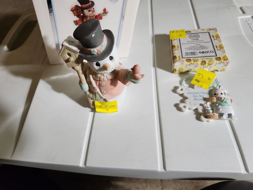 Precious Moments Snowman & Ornament