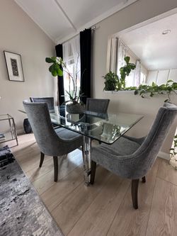 Set of 4 Modern Armless Gray  Chairs – Like New
