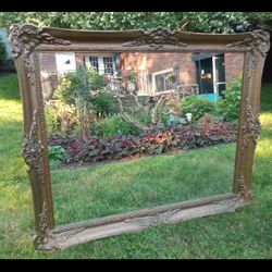 Gigantic Stunning Gold Antique Mirror! Heavy And Huge!