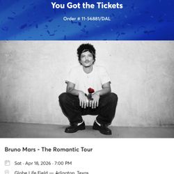 Bruno Mars Saturday Tickets!!